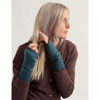 Seasalt Cornwall Cotton Blend Fingerless Gloves with Merino Wool Teal Mix