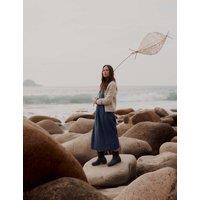 Seasalt Cornwall Pure Cotton Checked Midi Waisted Dress Navy Mix