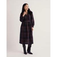 Seasalt Cornwall Pure Cotton Cord Checked Midi Waisted Dress Purple Mix