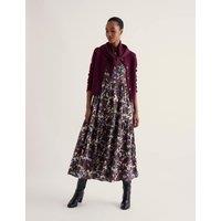 Seasalt Cornwall Pure Cotton Floral Midaxi Waisted Dress White Mix