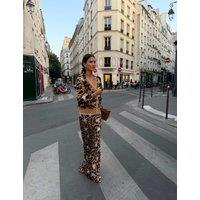 Never Fully Dressed Leopard Print V Neck Button Front Relaxed Cardigan Brown Mix