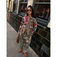 Never Fully Dressed Printed Quilted High Neck Unlined Jacket Multi