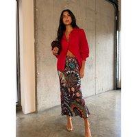 Never Fully Dressed Printed Maxi Slip Skirt Black Mix