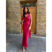 Never Fully Dressed Animal Print Slash Neck Maxi Dress Burgundy Mix