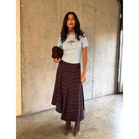 Never Fully Dressed Checked Asymmetric Midaxi Skirt Multi
