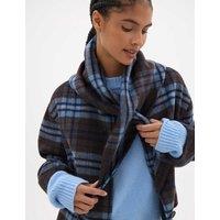 HUSH Checked Double Face Triangle Scarf with Wool Brown Mix