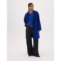 HUSH Pure Wool Double Faced Car Coat Blue