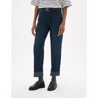 HUSH Turn Up Straight Leg Jeans Dark Blue
