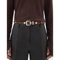 HUSH Classic Plain Leather Jeans Belt Dark Brown