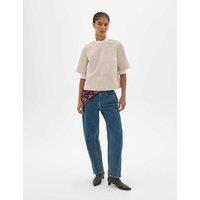 HUSH Striped Corduroy Crew Neck T-Shirt Natural Mix