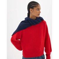 HUSH Knitted Textured Hooded Scarf Navy Mix