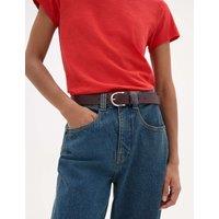 HUSH Philippa Leather Belt Dark Red