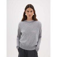 HUSH Avery Pure Cashmere Crew Neck Jumper Grey Marl
