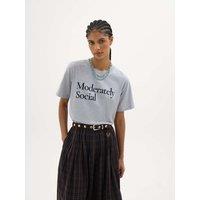 HUSH Pure Cotton Moderately Social Slogan T-Shirt Grey Mix
