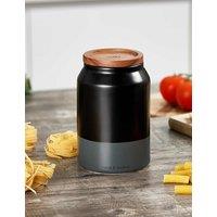 Cole & Mason Ceramic Storage Jar With Acacia Wood Lid Black