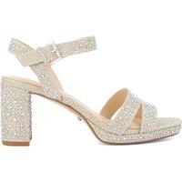 Dune London Sparkly Mini Platform Block Heel Sandals Gold