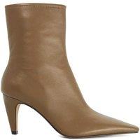 Dune London Leather Stiletto Heel Pointed Ankle Boots Khaki
