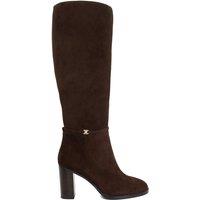 Dune London Wide Fit Suede Block Heel Knee High Boots Brown