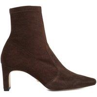 Dune London Suede Block Heel Pointed Ankle Boots Brown