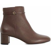 Dune London Leather Block Heel Ankle Boots Dark Brown