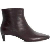 Dune London Leather Kitten Heel Ankle Boots Brown