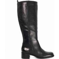 Dune London Leather Block Heel Knee High Boots Black