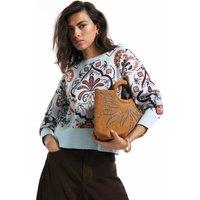 River Island Jacquard Scoop Neck Fitted Jumper Blue Mix