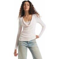 River Island Ribbed Lace Draped Cowl Neck Top Pink