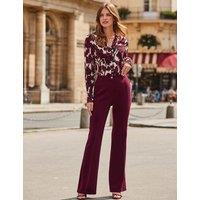 SOSANDAR Petite Flared Trousers Burgundy