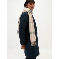 HOBBS Pure Wool Checked Tassel Scarf Green Mix