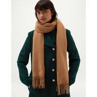 HOBBS Pure Wool Tassel Scarf Beige Mix