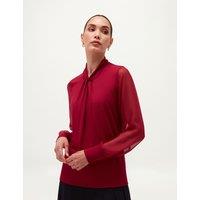 HOBBS Twist Neck Long Sleeve Jersey Top Pink
