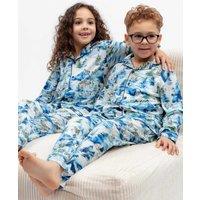Cyberjammies Cotton Blend Family Christmas Printed Pyjama Set (2-13 Yrs) Blue Mix