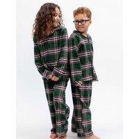Cyberjammies Pure Cotton Checked Family Christmas Pyjama Set (2-13 Yrs) Dark Green Mix