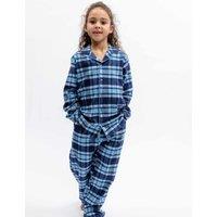 Cyberjammies Pure Cotton Checked Family Christmas Pyjama Set Navy Mix