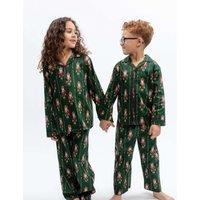 Cyberjammies Cotton Blend Nutcracker Family Christmas Pyjama Set (2-13 Yrs) Dark Green Mix