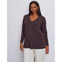 Live Unlimited London Ribbed V-Neck Jumper Brown