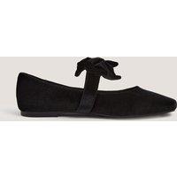 Monsoon Velvet Bow Mary Jane Ballet Pumps Black