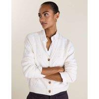 BAUKJEN Pure Merino Wool Argyle V-Neck Cardigan Cream