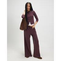 River Island Drawstring Wide Leg Trousers Burgundy