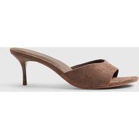 River Island Suede Stiletto Heeled Mule Sandals Beige