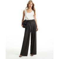 River Island Striped Elasticated Waist Wide Leg Trousers Brown Mix