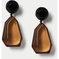 M&S Resin Sculpted Drop Earrings Brown