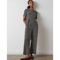 Whistles Checked Short Sleeve Jumpsuit Brown Mix