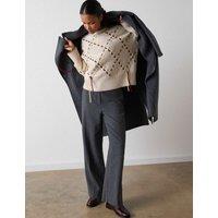 Whistles High Rise Straight Leg Trousers Grey