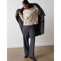 Whistles High Rise Straight Leg Trousers Grey
