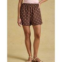 Joules Polka Dot Pull On Shorts With Linen Brown Mix