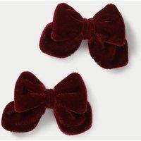 M&S Berry Velvet 2 Pack Bows Red