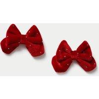 M&S Kids' Christmas Hotfix 2 Pack Bow Red