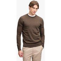Superdry & Co Cotton Rich Crew Neck Jumper with Wool Brown